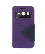 Θήκη Galaxy Core 2 Roar Diary Cross Texture Window View Stand Leather Cover for Samsung Galaxy Core 2 G355H - Purple