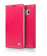 Θήκη δέρμα S6 Edge genuine Leather QIALINO Classic Leather Wallet Case for Samsung Galaxy S6 Edge-Rose