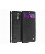 Θήκη δέρμα Galaxy Note 4 Genuine Leather QIALINO water wave pattern -mini window-black