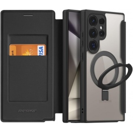 Flip MagSafe Θήκη Πορτοφόλι με Μαγνητικό Finger Holder - Samsung Galaxy S24 Ultra - Duxducis Skin X Pro - Black (6934913020685)