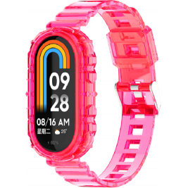 Techsuit Watchband W017 - Ημιδιάφανο Λουράκι Σιλικόνης Xiaomi Smart Band 8 / 8 NFC - Rose Red (5949419074231)